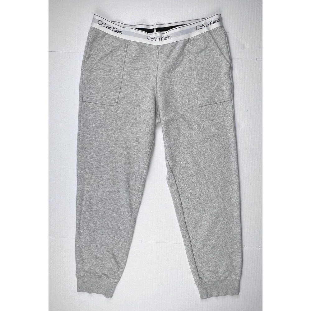 Calvin Klein Women's L Gray Jogger Sweatpants Logo Waistband Lounge Pajama Pants